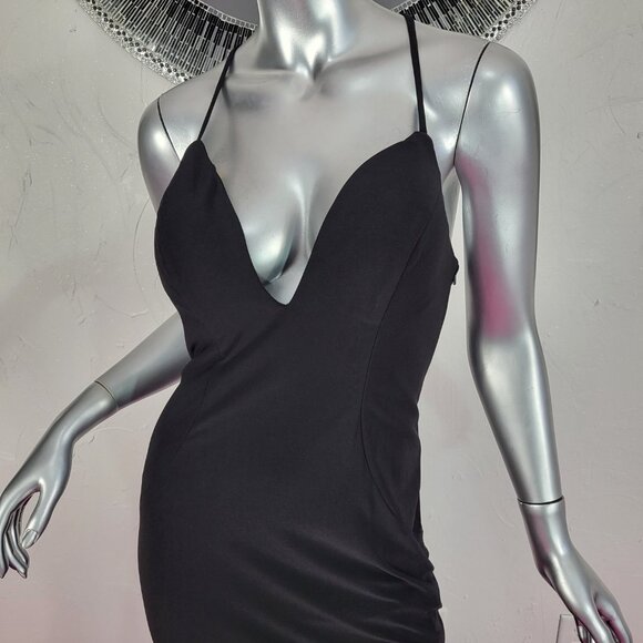 NWT~$298~FAVIANA~SZ 10~BLACK STRETCH JERSEY RUCHED PROM EVENING GOWN DRESS - Picture 2 of 16